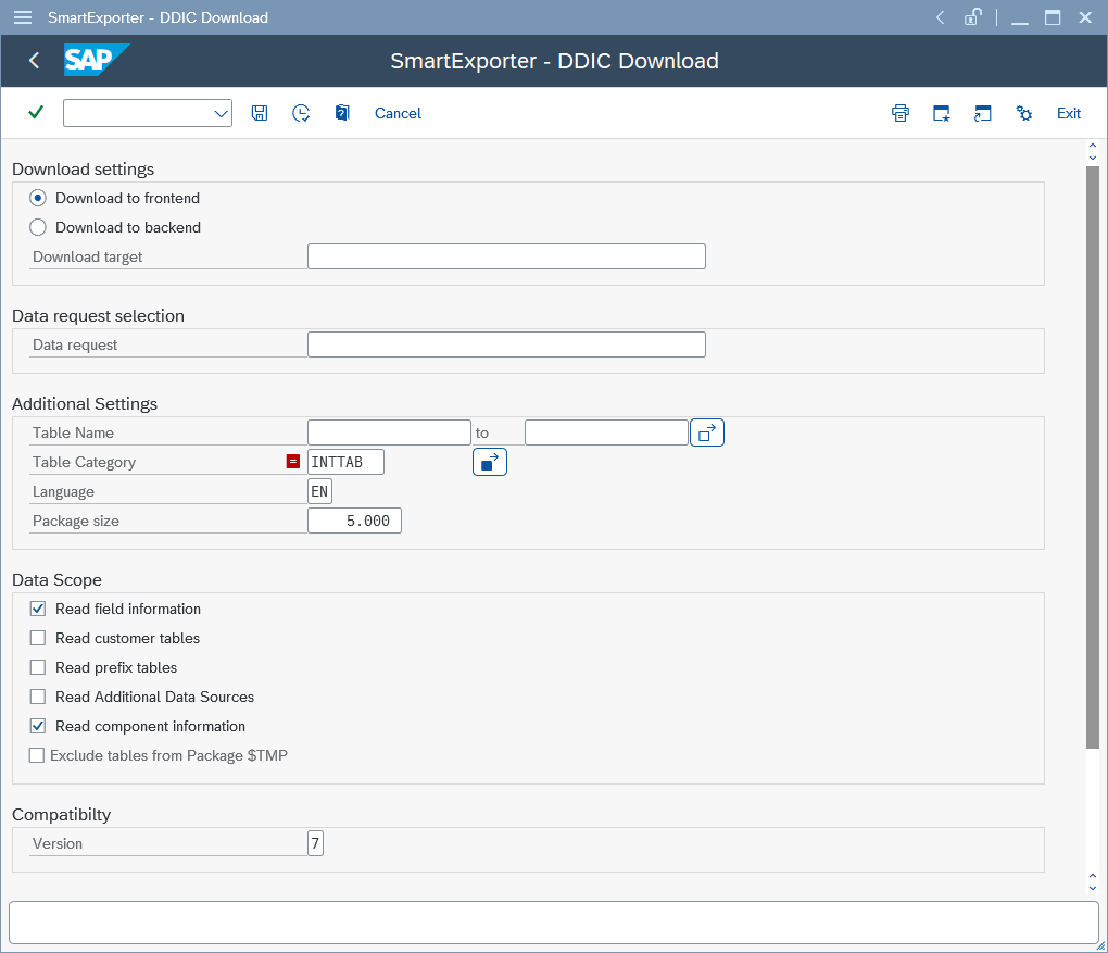 Figure: Selection Screen /AUDIC/SE_DDIC